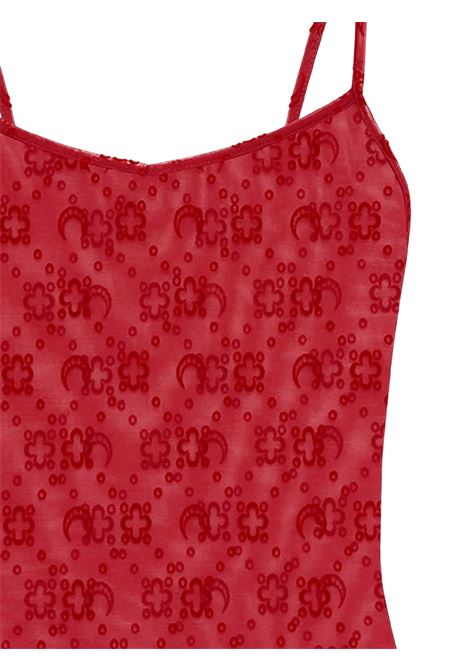 top moonogram mesh flock straps donna rosso MARINE SERRE | WTO514ACJER0005RD11